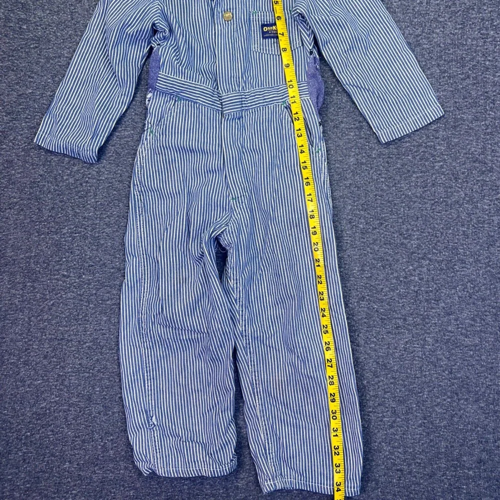 OshKosh B'gosh Coveralls Kids 4T Blue Hickory Stripe Vintage Train Conductor